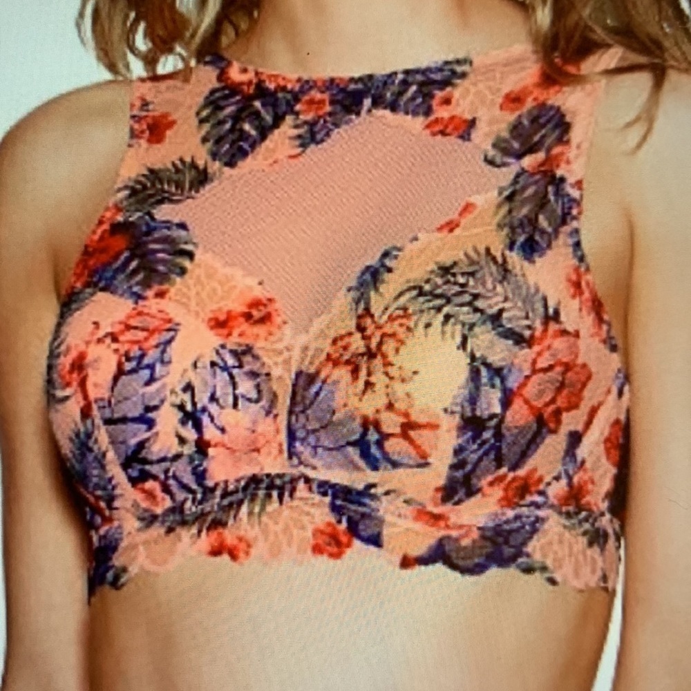 Pink Victoria Secret Floral Lace Bralette Size S